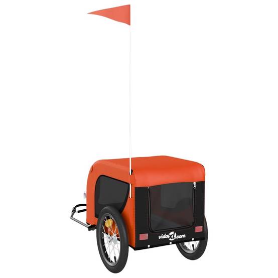 Remorque de vélo pour animaux fer et tissu orange et noir 124 x 65 x 66 cm - PANGIVO - Image 7