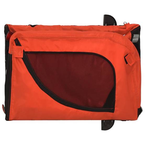 Remorque de vélo pour animaux fer et tissu orange et noir 124 x 65 x 66 cm - PANGIVO - Image 8