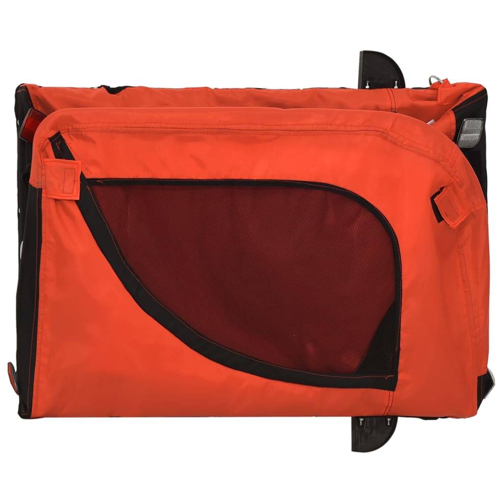 Remorque de vélo pour animaux fer et tissu orange et noir 124 x 65 x 66 cm - PANGIVO - Image 8