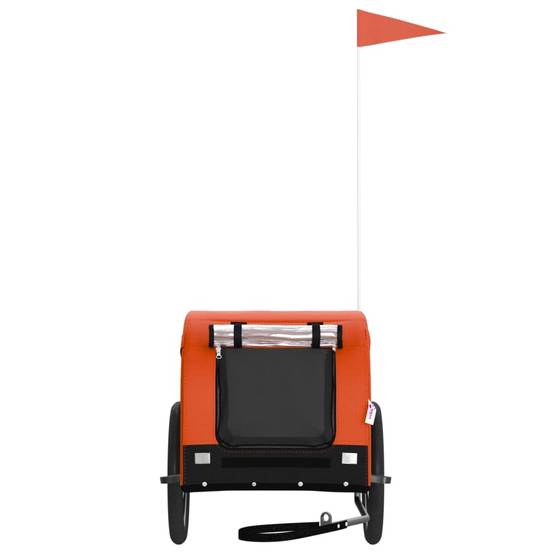 Remorque de vélo pour animaux fer et tissu orange et noir 124 x 65 x 66 cm - PANGIVO - Image 3