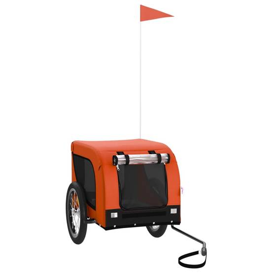 Remorque de vélo pour animaux fer et tissu orange et noir 124 x 65 x 66 cm - PANGIVO - Image 2