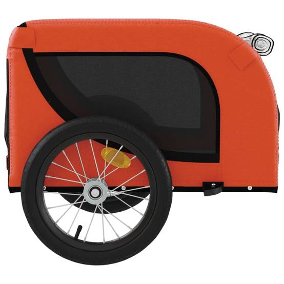 Remorque de vélo pour animaux fer et tissu orange et noir 124 x 65 x 66 cm - PANGIVO - Image 6
