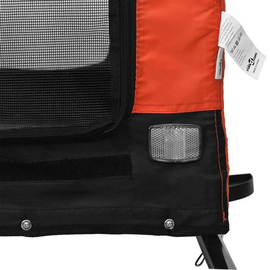 Remorque de vélo pour animaux fer et tissu orange et noir 124 x 65 x 66 cm - PANGIVO - Image 9