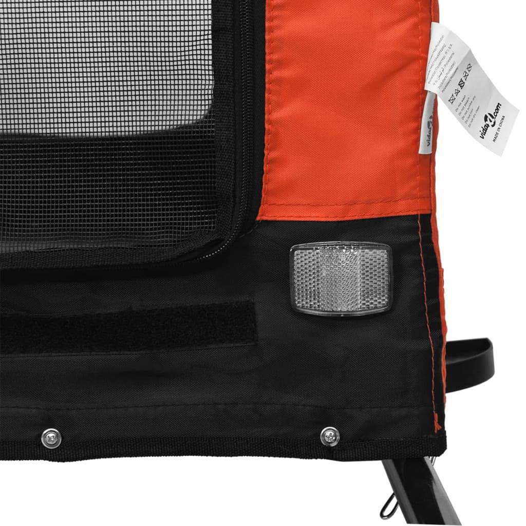 Remorque de vélo pour animaux fer et tissu orange et noir 124 x 65 x 66 cm - PANGIVO - Image 9