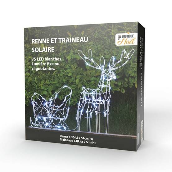 Renne et traineau lumineux - LED solaire - Image 1