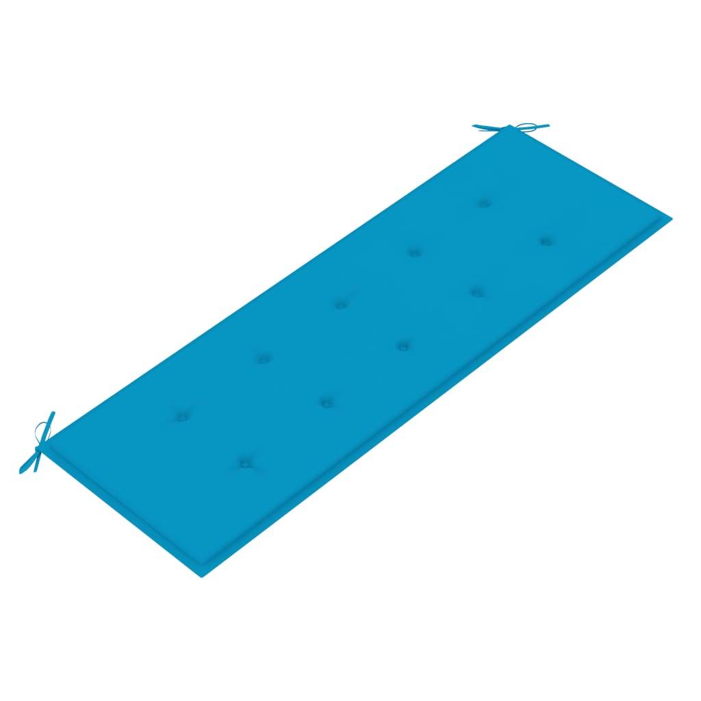 Helloshop26 - Banc de jardin meuble de patio d'extérieur terrasse avec coussin bleu 150 x 51,5 x 84 cm bois de teck massif - Image 3
