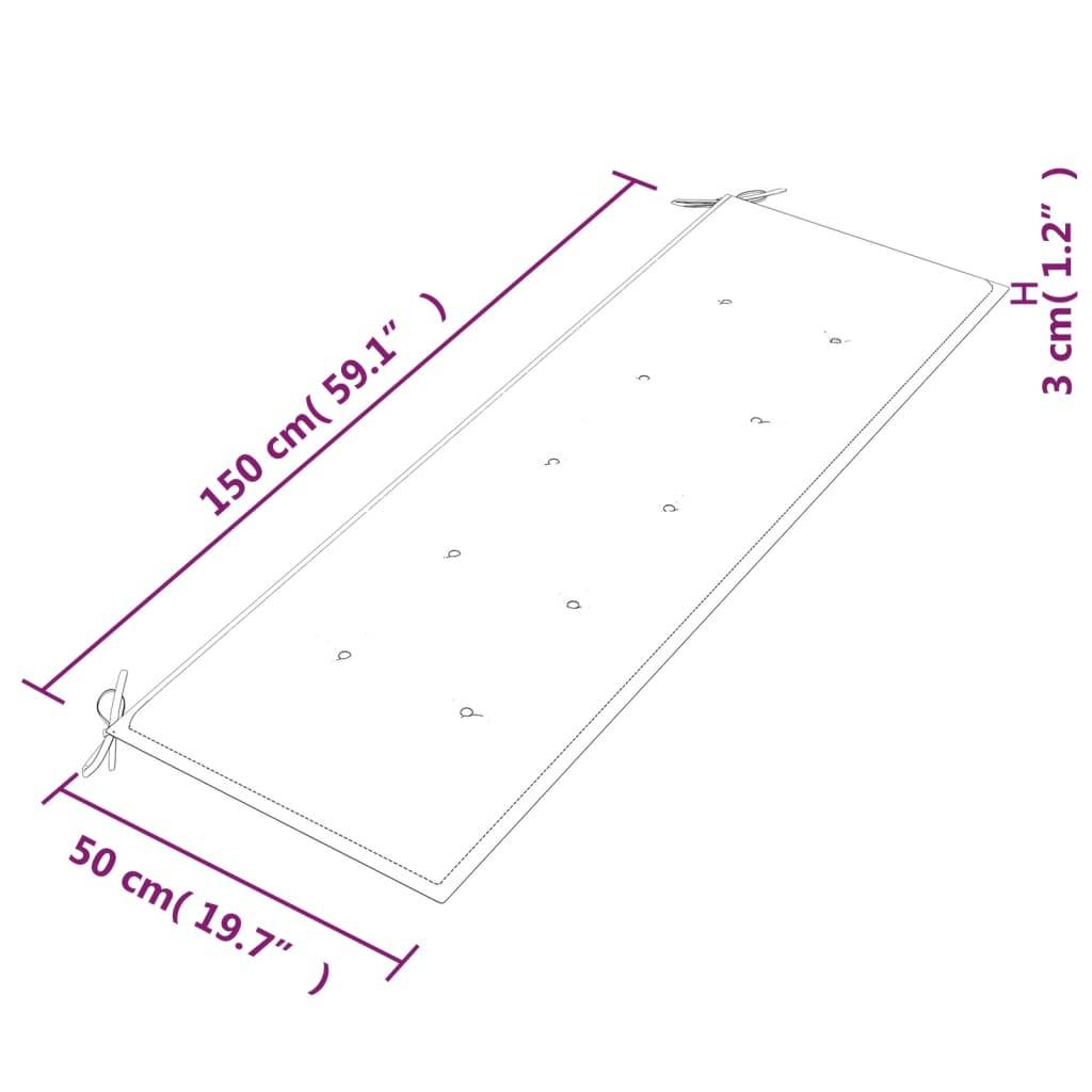 Helloshop26 - Banc de jardin meuble de patio d'extérieur terrasse avec coussin bleu 150 x 51,5 x 84 cm bois de teck massif - Image 6