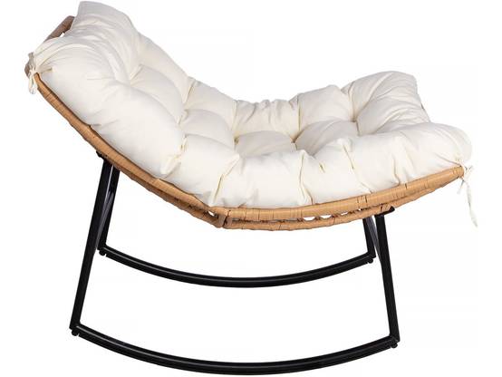 Fauteuil à Bascule Papasan Avec Coussin Intérieur/extérieur "papaya" - Beige -habitat Et Jardin - Image 4