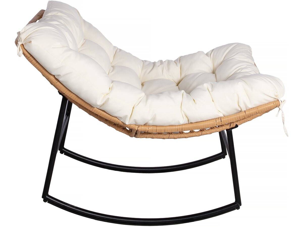 Fauteuil à Bascule Papasan Avec Coussin Intérieur/extérieur "papaya" - Beige -habitat Et Jardin - Image 4