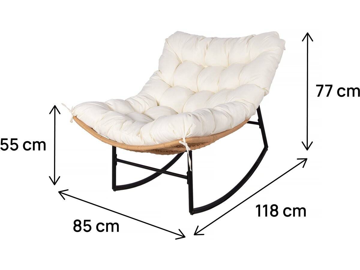 Fauteuil à Bascule Papasan Avec Coussin Intérieur/extérieur "papaya" - Beige -habitat Et Jardin - Image 3
