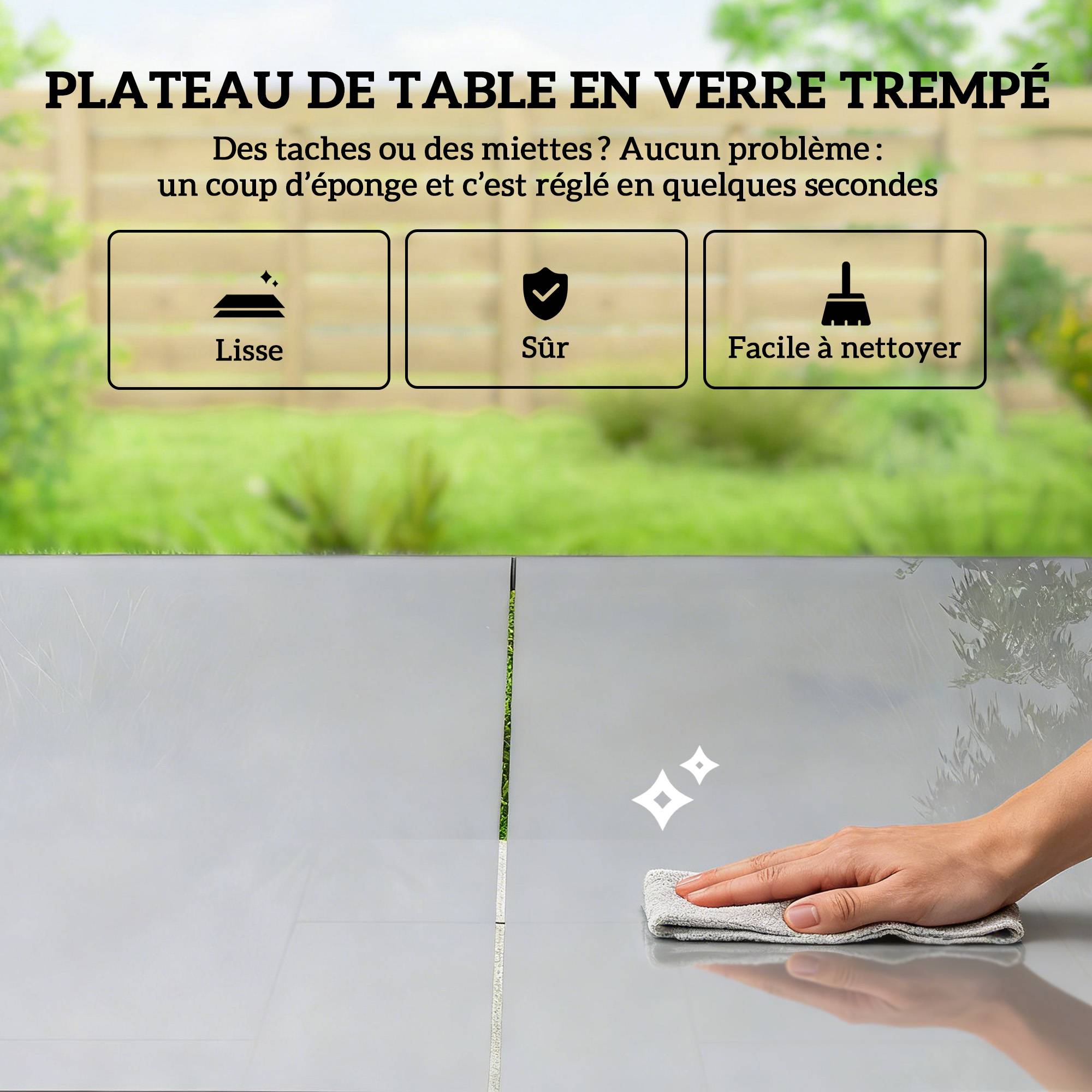 ComfortXL - Salon de jardin 7 pièces acier terrasse plateau verre 150cm gris - ComfortXL Outdoor Living - Image 9