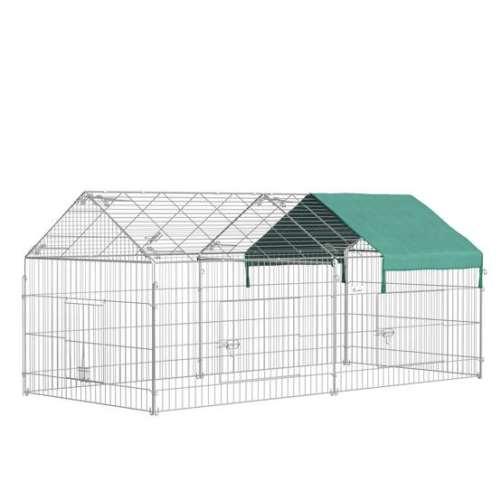 Enclos extérieur pour animaux acier galvanisé argent et vert 220 x 103 x 103 cm - PANGIVO - Image 1