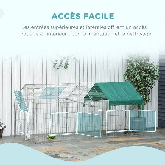 Enclos extérieur pour animaux acier galvanisé argent et vert 220 x 103 x 103 cm - PANGIVO - Image 7
