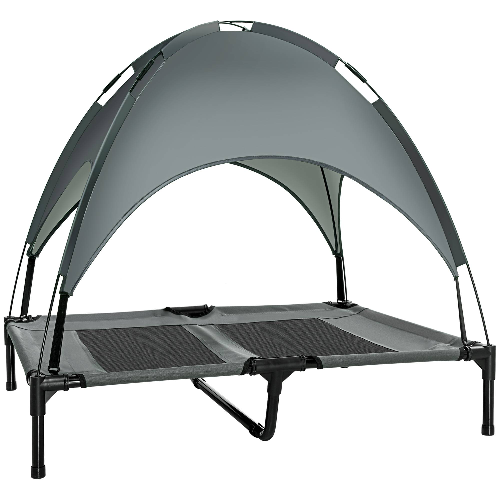 Lit pour chien acier et tissu gris noir 92 x 76 x 90 cm - PANGIVO - Image 1