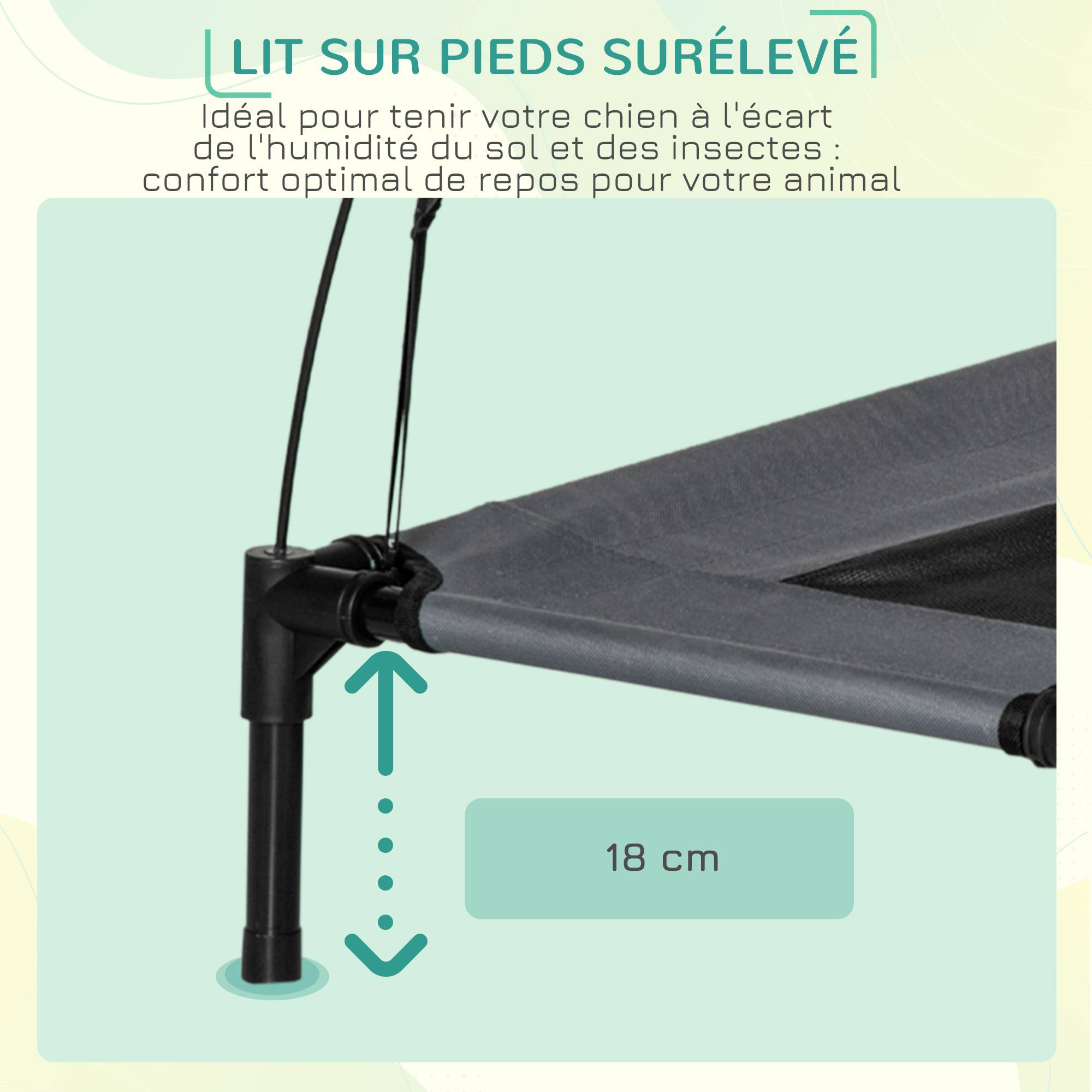 Lit pour chien acier et tissu gris noir 92 x 76 x 90 cm - PANGIVO - Image 9