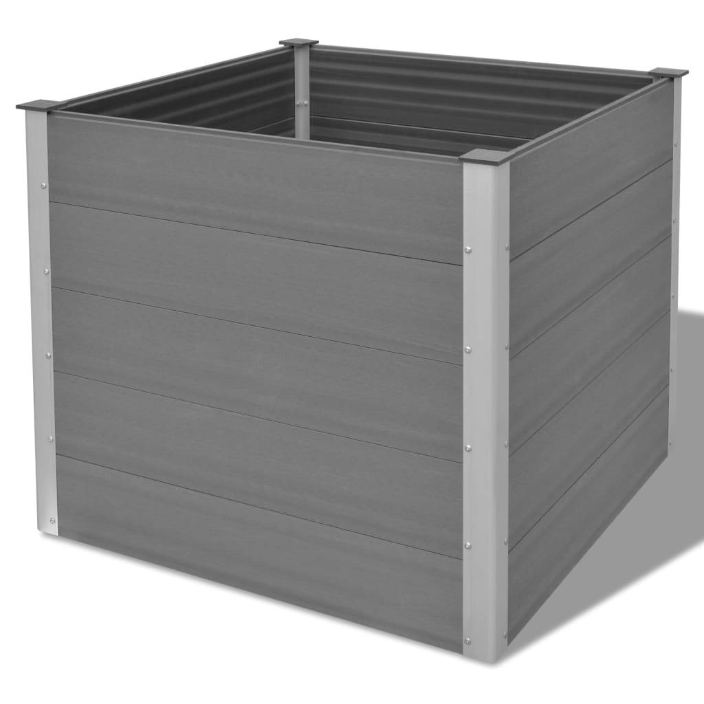 Jardinière lit surélevé plantes fleurs jardin WPC 100 x 100 x 91 cm gris - Image 1