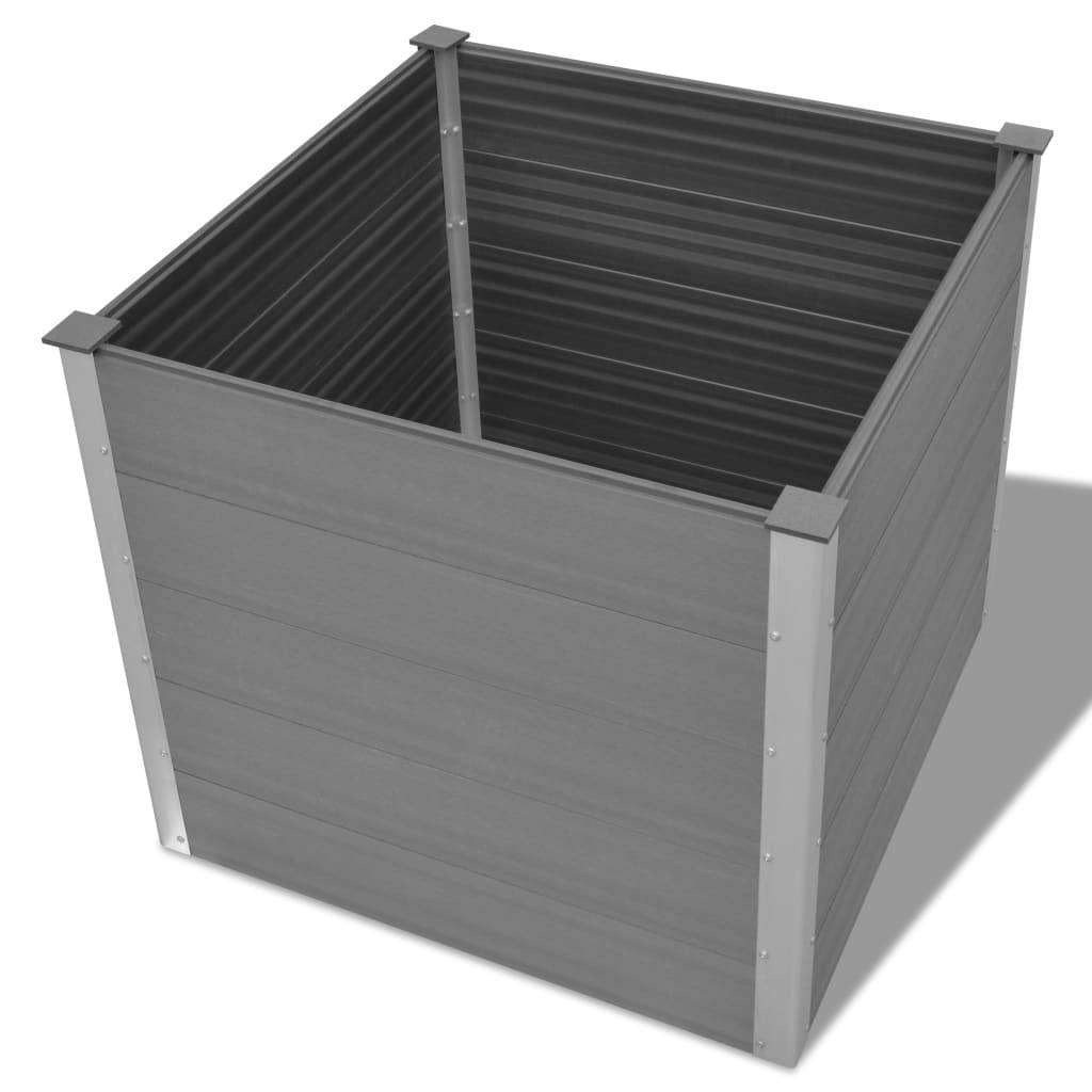 Jardinière lit surélevé plantes fleurs jardin WPC 100 x 100 x 91 cm gris - Image 2