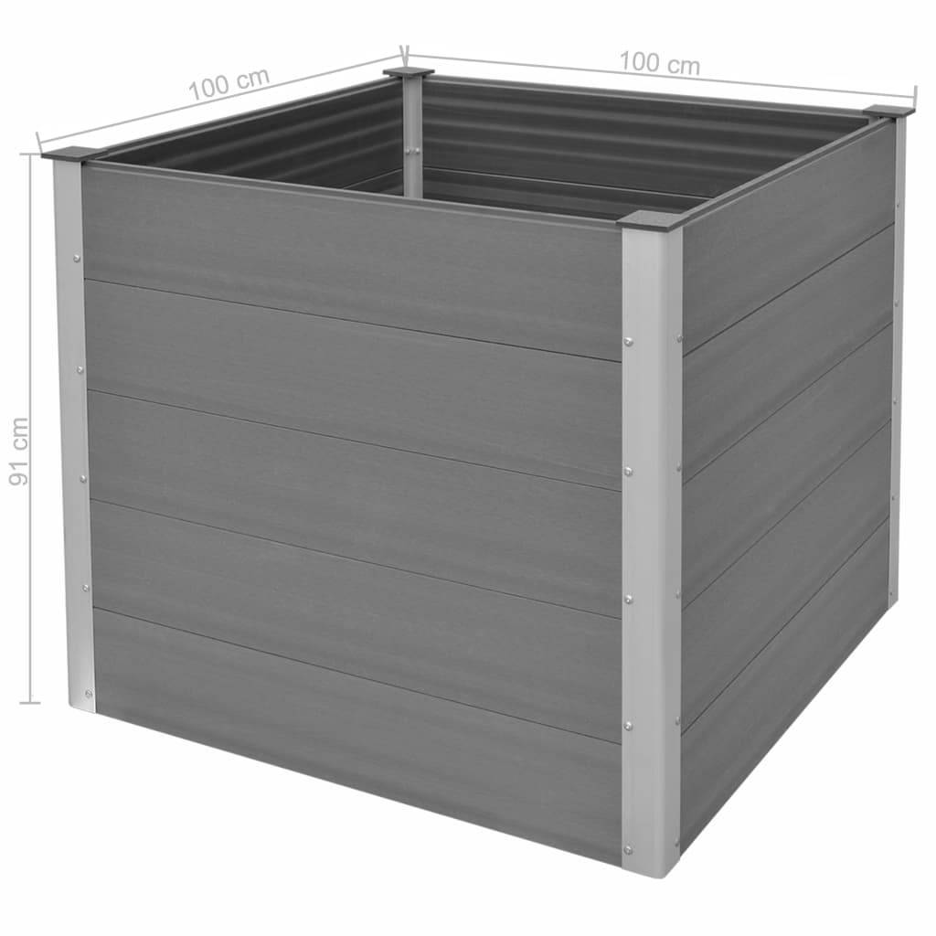 Jardinière lit surélevé plantes fleurs jardin WPC 100 x 100 x 91 cm gris - Image 5