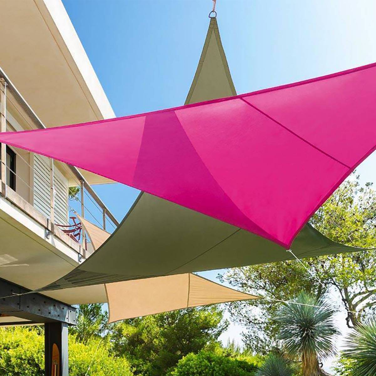 Hesperide - Voile d'ombrage triangulaire "Curacao" gris 4x4x4m en polyester - Hespéride - Image 1