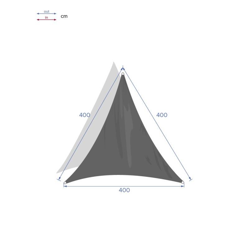 Hesperide - Voile d'ombrage triangulaire "Curacao" gris 4x4x4m en polyester - Hespéride - Image 6