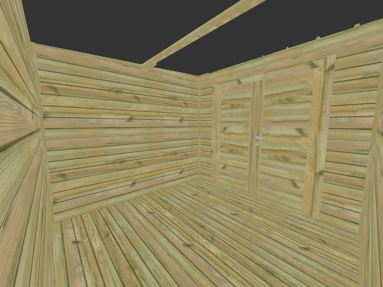 Abri Français - ABRI DE JARDIN bois autoclave 27mm - 4,64x2,64m / 12m2 - Bac acier - Plancher bois - Image 5
