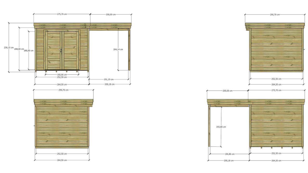Abri Français - ABRI DE JARDIN bois autoclave 27mm - 4,64x2,64m / 12m2 - Bac acier - Plancher bois - Image 4