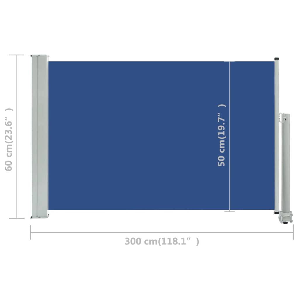 Helloshop26 - Auvent paravent store brise-vue latéral rétractable de patio jardin terrasse balcon protection visuelle écran 60 x 300 cm bleu - Image 6