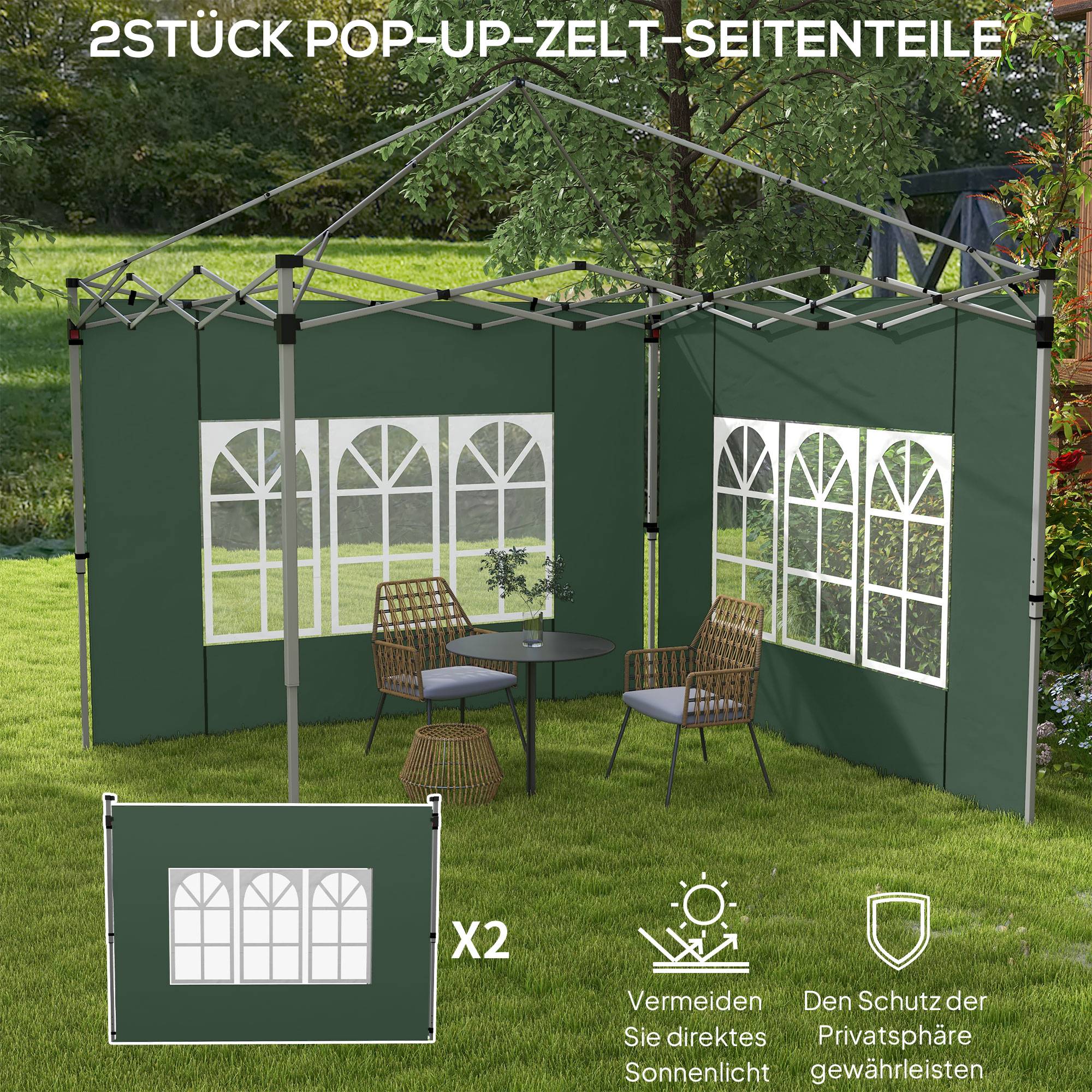 Lot 2 parois pour pavillon 3x3/3x4 m paroi fenêtre étanche vert - Image 6