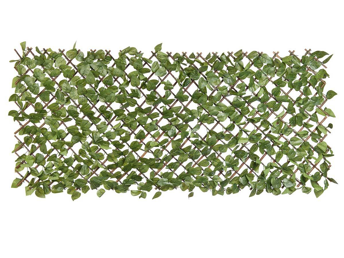 Treillis extensible en osier avec feuillage PE Laurier palme 180 x 90 cm - Nature - Image 1