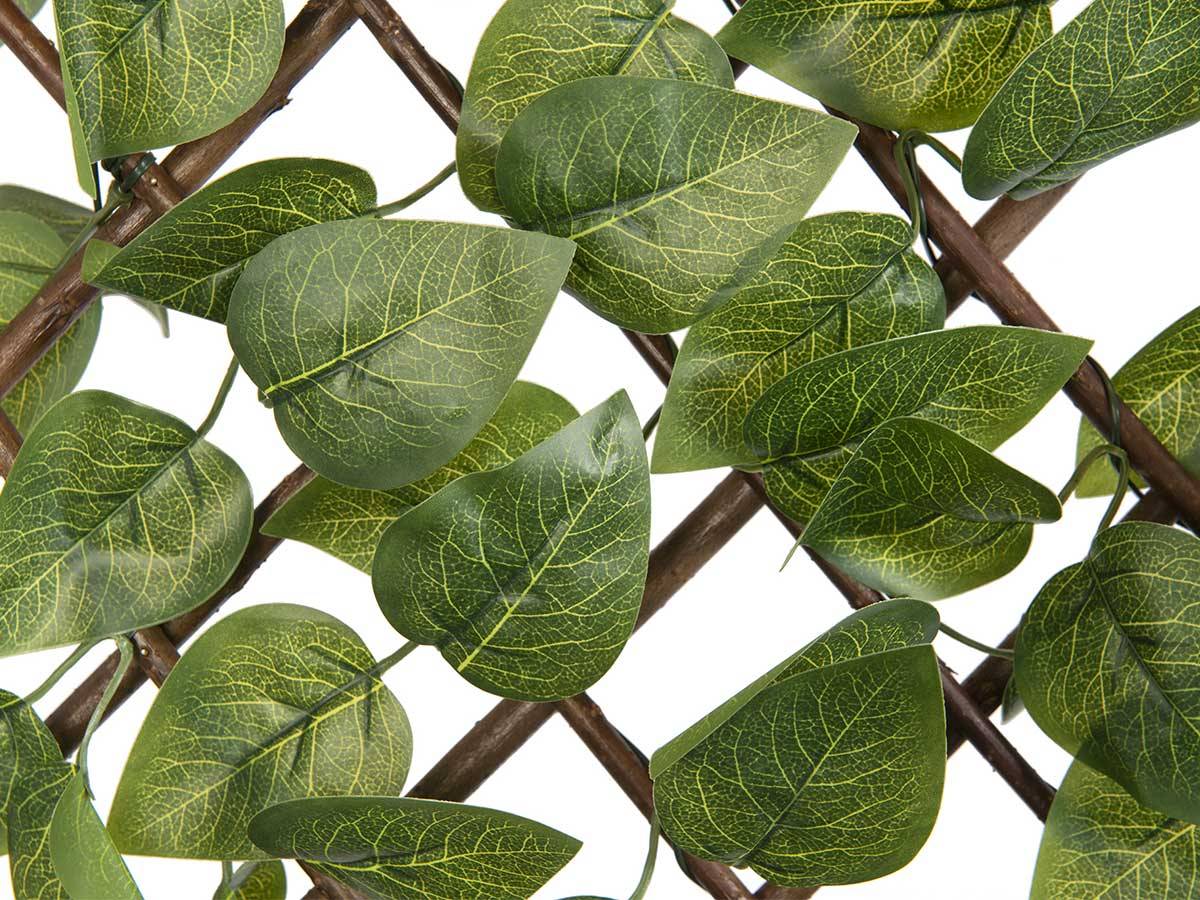 Treillis extensible en osier avec feuillage PE Laurier palme 180 x 90 cm - Nature - Image 2
