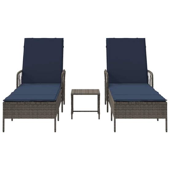PANGIVO - Transat polyrotin Gris et bleu marine 200 x 55 x 92 cm, Poids :28kg - PANGIVO - Image 7