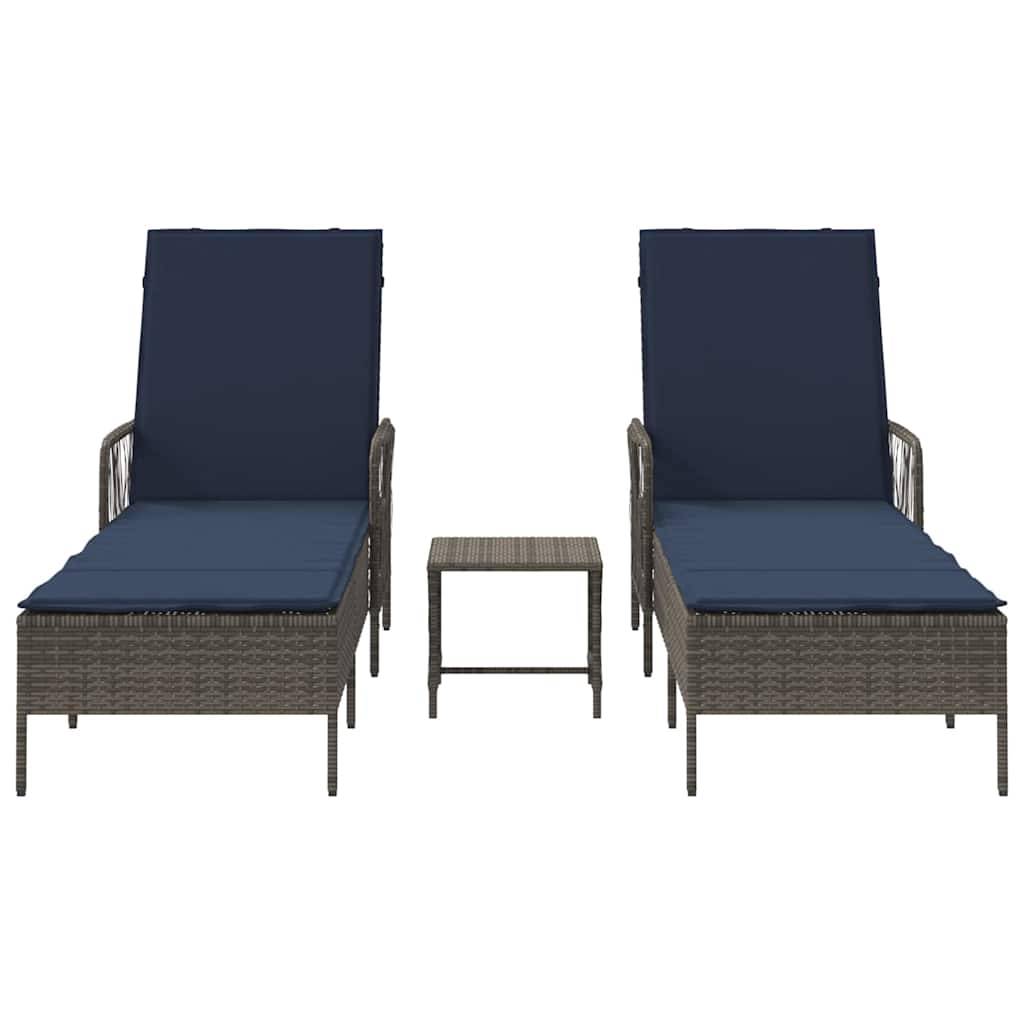PANGIVO - Transat polyrotin Gris et bleu marine 200 x 55 x 92 cm, Poids :28kg - PANGIVO - Image 7