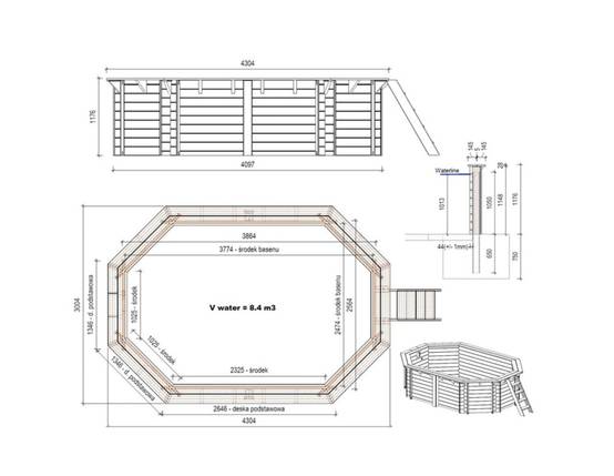 Altanka - Piscine hors sol en bois NEMO 4.3 x 3 - H.1.18 m, sable, fixations à sceller - BAS7302OSPI3 - ALTANKA - Image 4