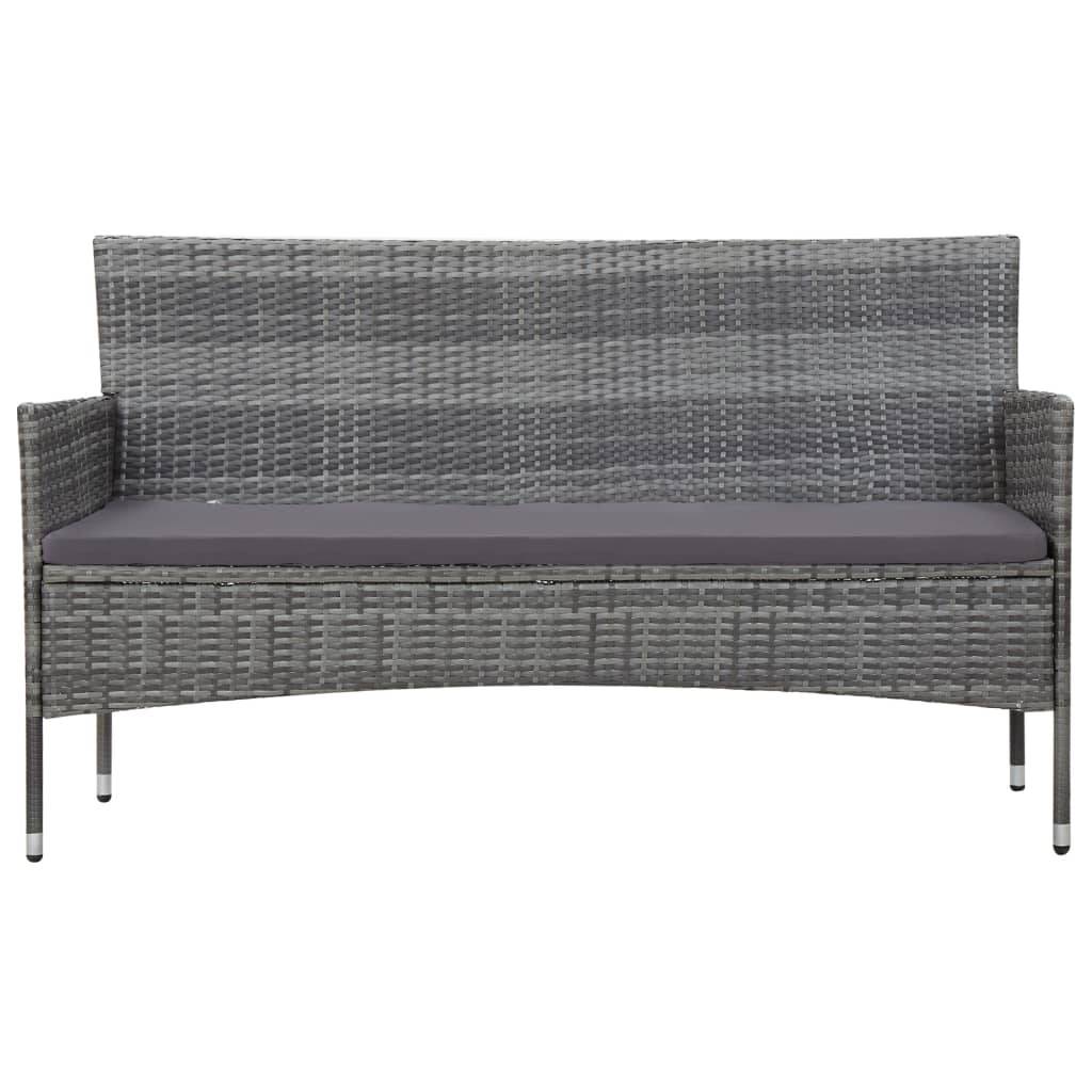 Helloshop26 - Salon de jardin meuble d'extérieur ensemble de mobilier 5 pièces avec coussins résine tressée gris - Image 4