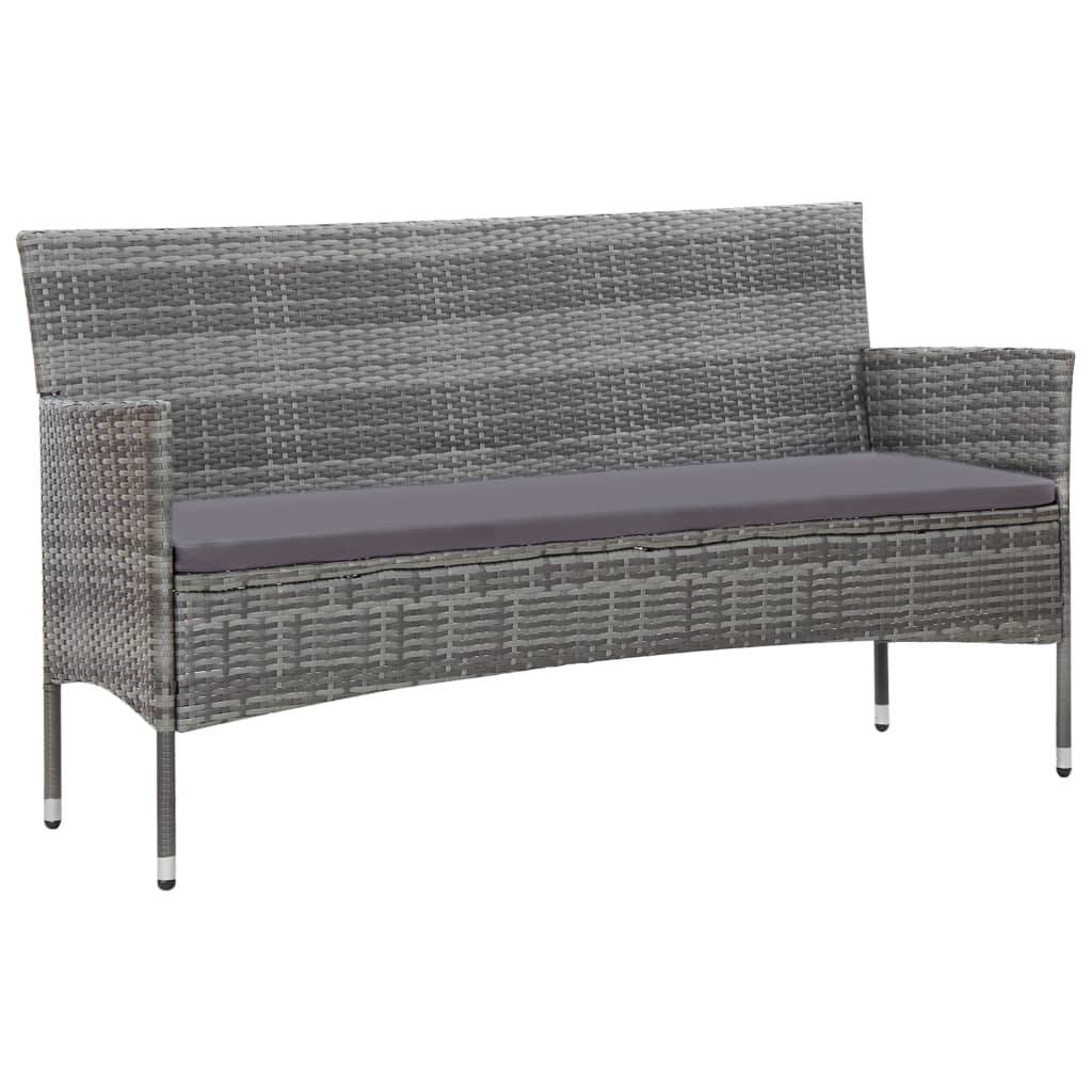 Helloshop26 - Salon de jardin meuble d'extérieur ensemble de mobilier 5 pièces avec coussins résine tressée gris - Image 3