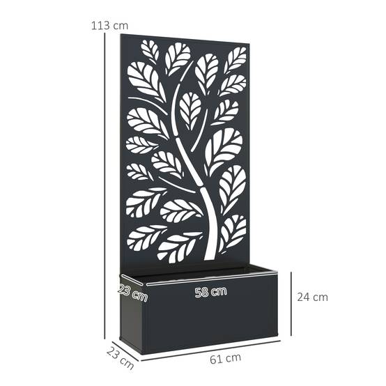 Outsunny - Jardinière avec brise-vue paravent treillis bac à Fleurs - dim. 61L x 23l x 113H cm - Outsunny - Image 3