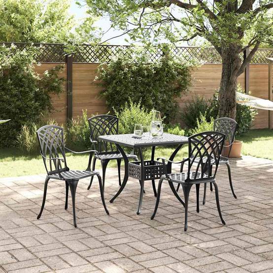 Ensemble de tables de jardin aluminium coulé noir 80 x 80 x 75 cm, Poids :34.47kg - PANGIVO - Image 4
