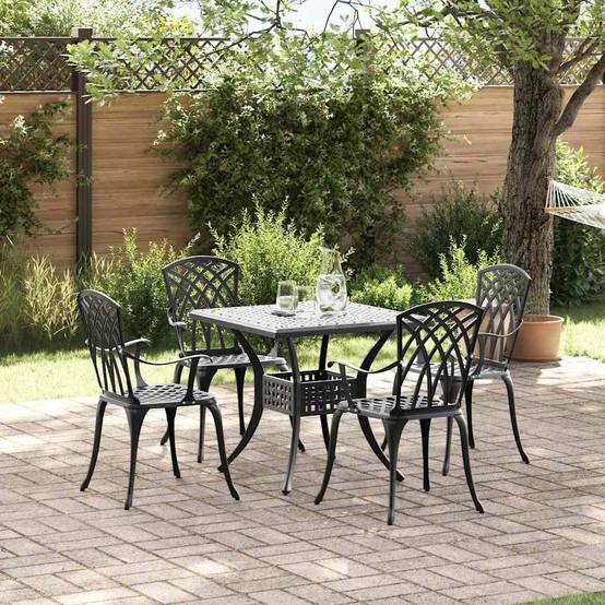 Ensemble de tables de jardin aluminium coulé noir 80 x 80 x 75 cm, Poids :34.47kg - PANGIVO - Image 1