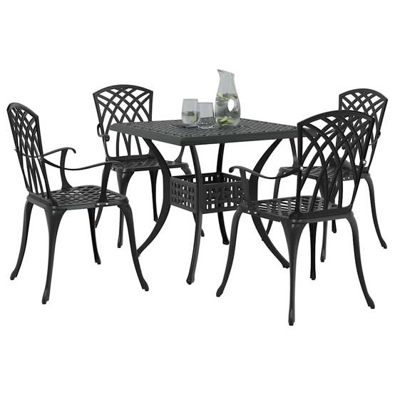 Ensemble de tables de jardin aluminium coulé noir 80 x 80 x 75 cm, Poids :34.47kg - PANGIVO - Image 3