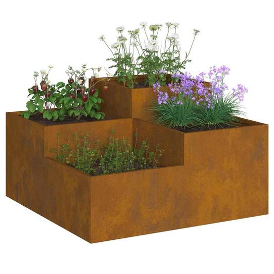 Jardinière carrée Acier Corten effet rouillé jardin 80x80x48 cm – ComfortXL Outdoor Living - Image 3
