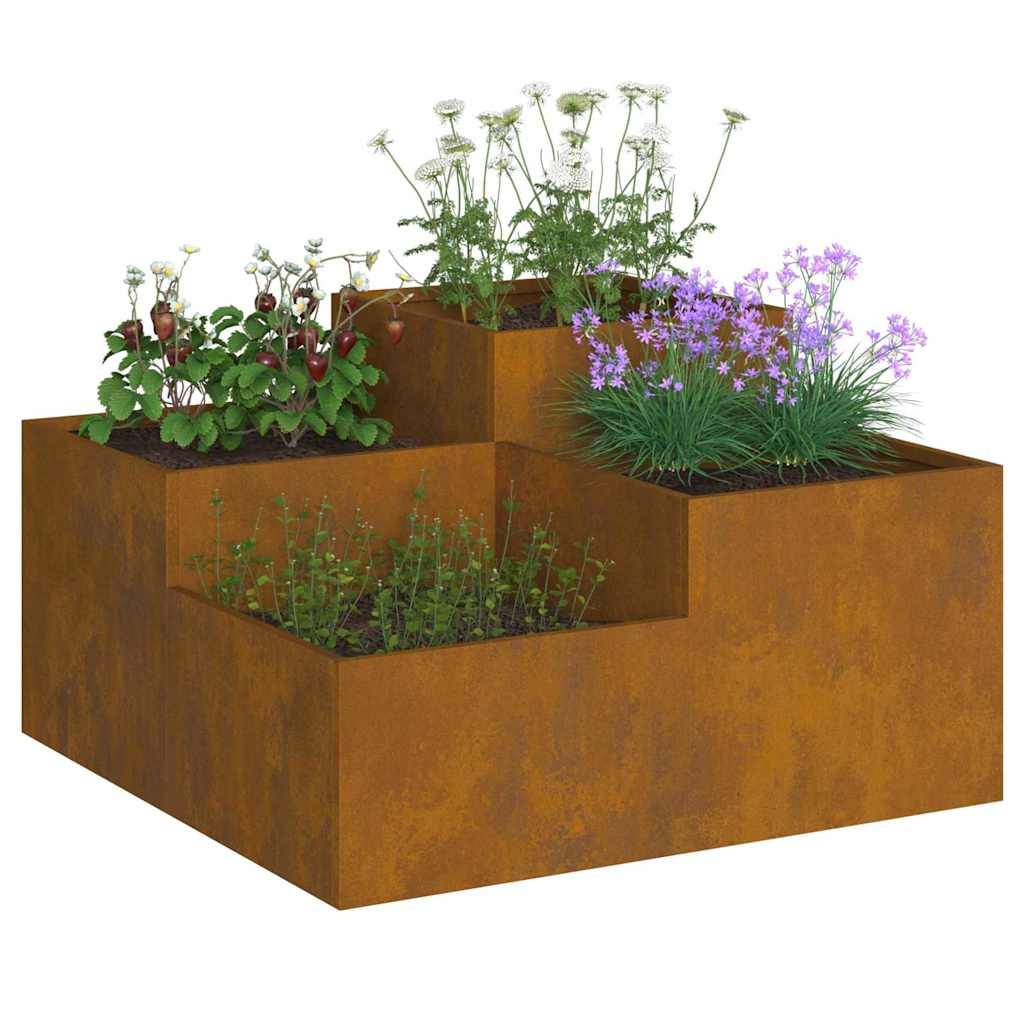 Jardinière carrée Acier Corten effet rouillé jardin 80x80x48 cm – ComfortXL Outdoor Living - Image 3