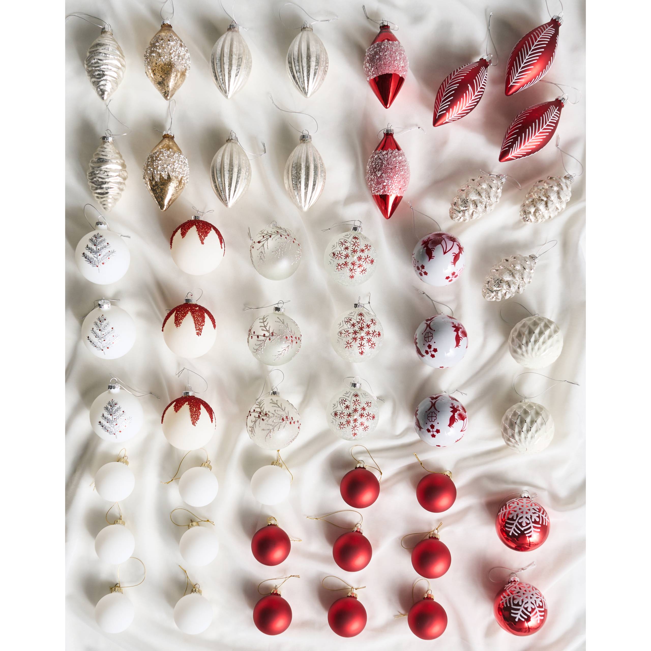 Beliani - Boules de Noël Verre Rouge/blanc SNOWFLAKE - 8x8x14- Beliani - Image 2