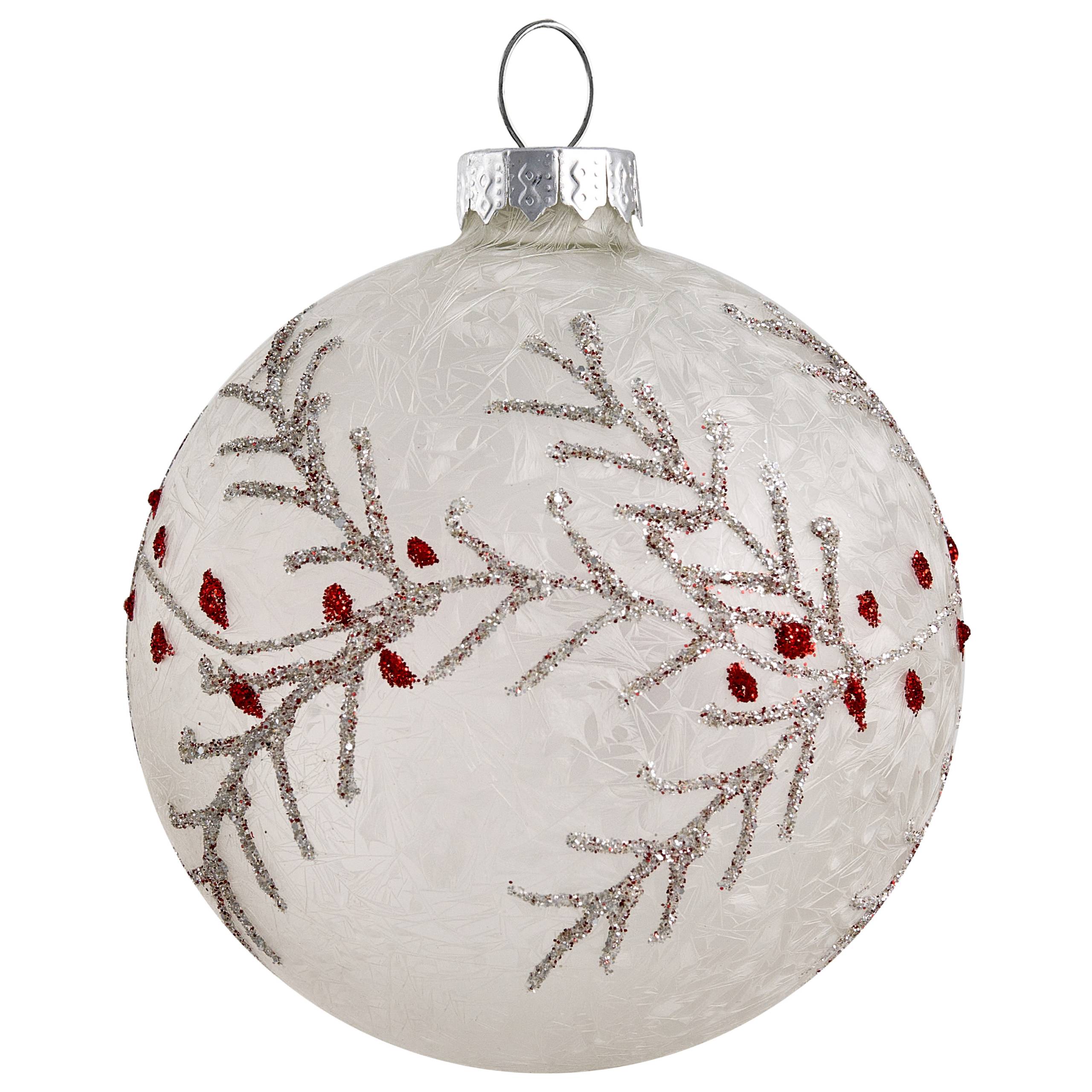 Beliani - Boules de Noël Verre Rouge/blanc SNOWFLAKE - 8x8x14- Beliani - Image 6