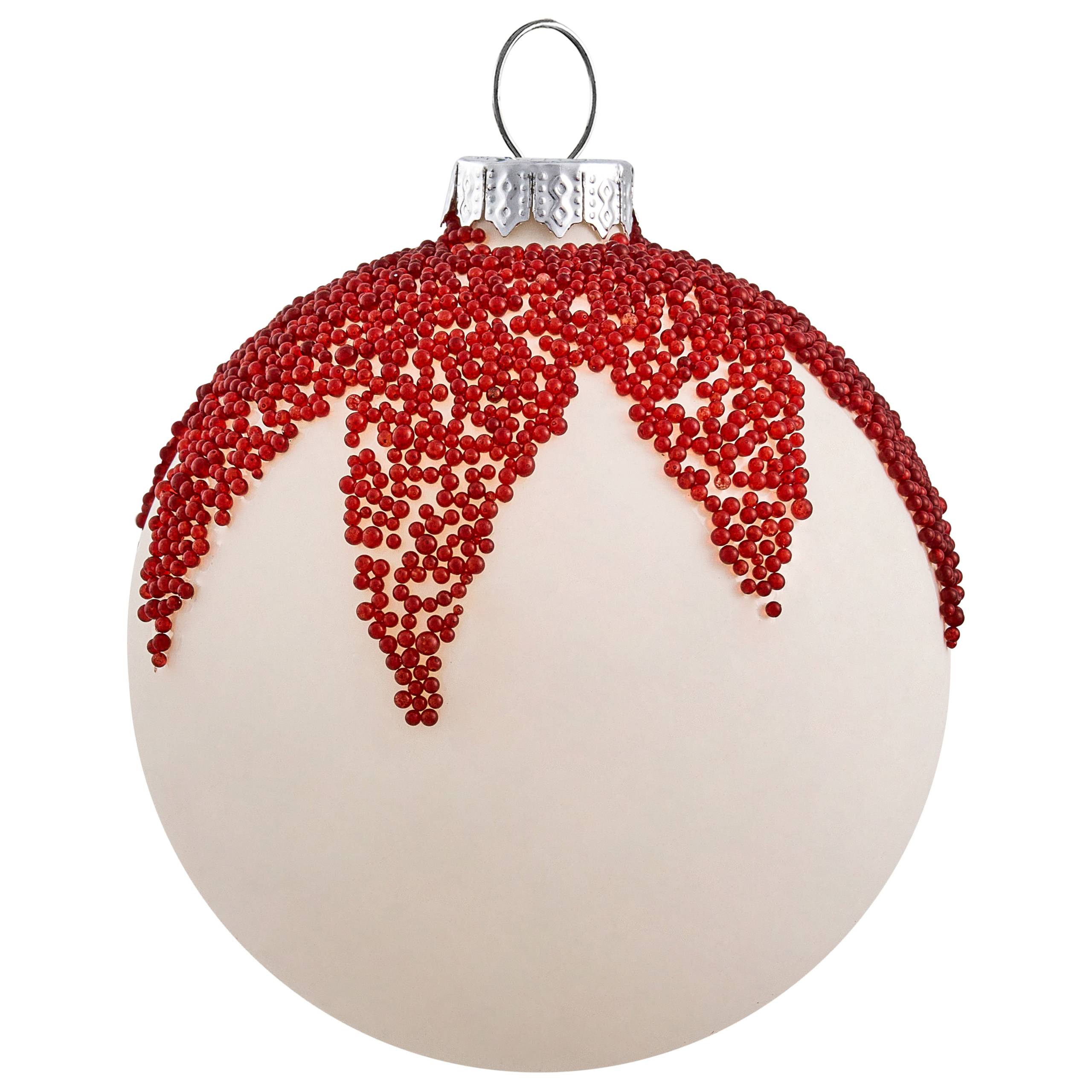 Beliani - Boules de Noël Verre Rouge/blanc SNOWFLAKE - 8x8x14- Beliani - Image 4