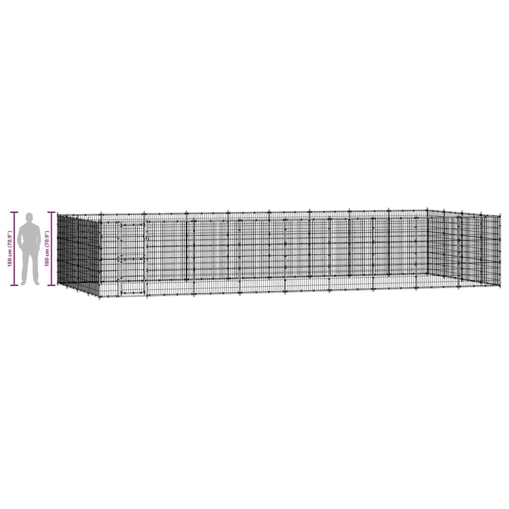 Vidaxl - Chenil d'extérieur pour chiens Acier 43,56 m² vidaXL 3082316 - Image 8