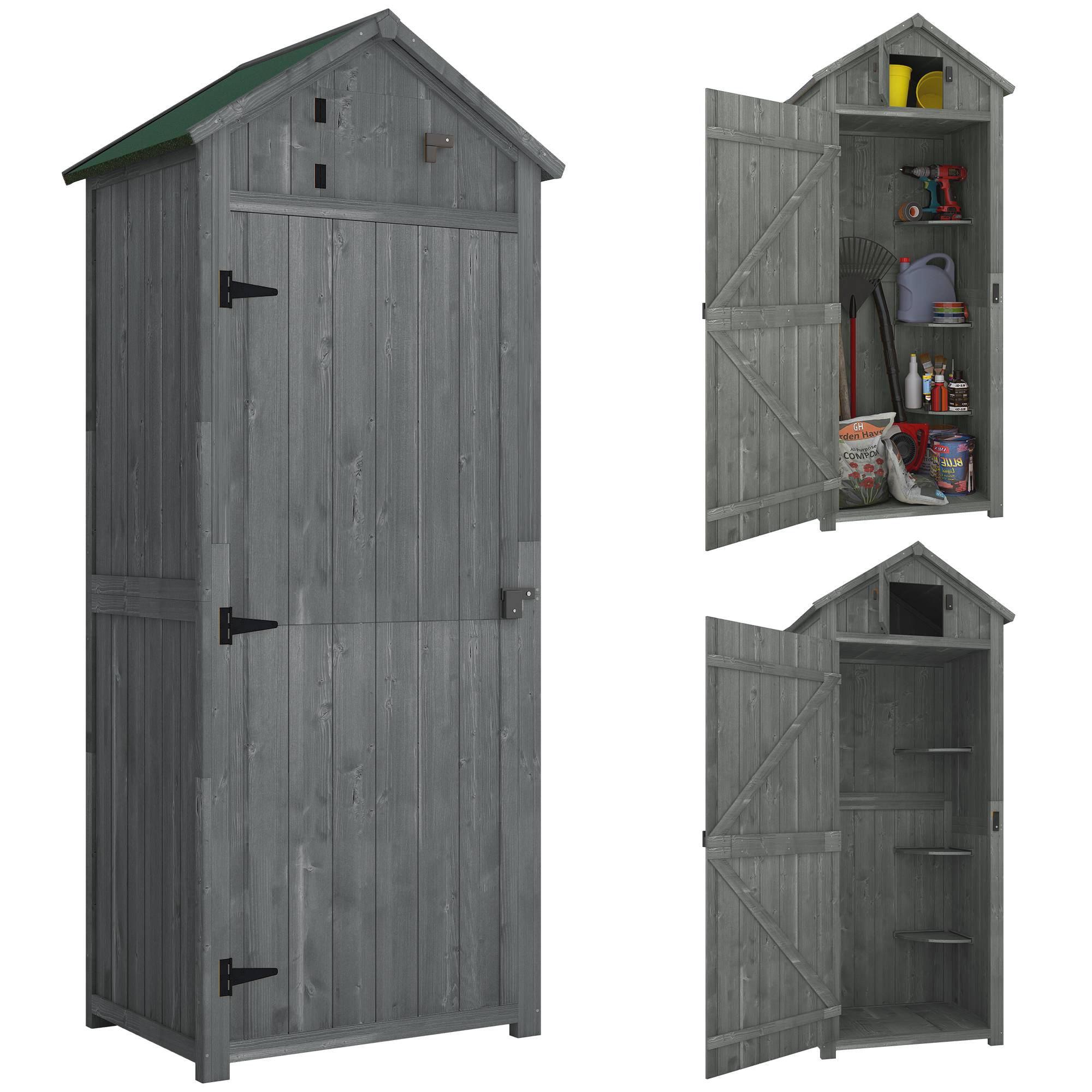 Abri de jardin bois avec étagères 77x54,2x179 cm gris vert - Image 1