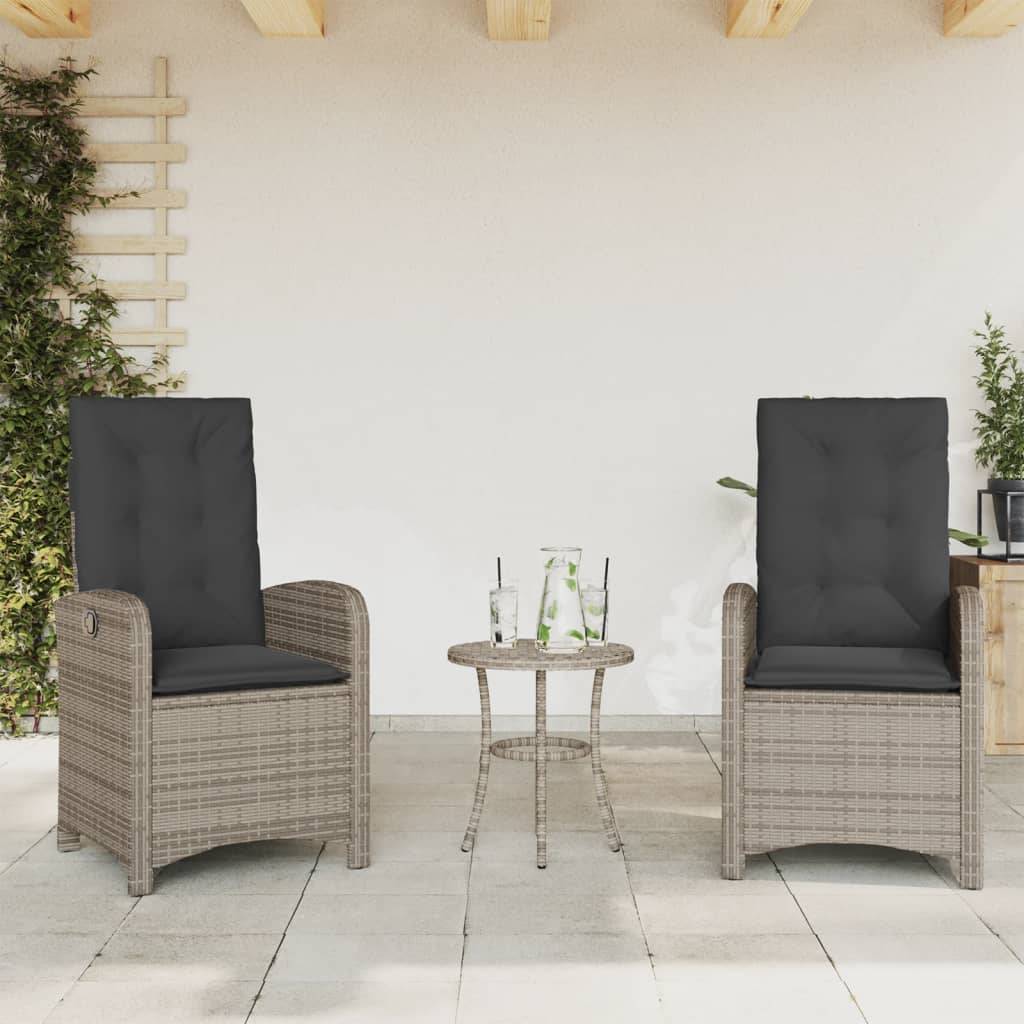 Vidaxl - Chaises inclinables de jardin lot de 2 et coussins gris rotin vidaXL 365171 - Image 1