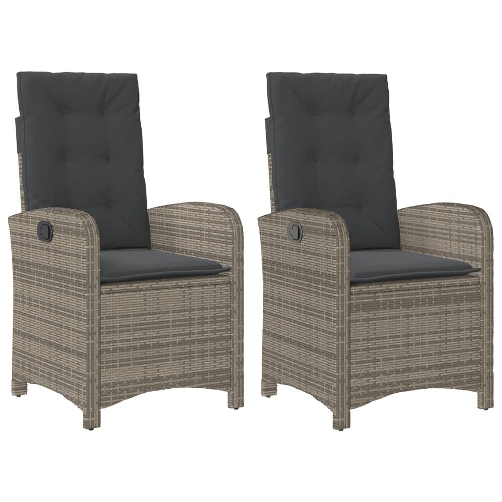 Vidaxl - Chaises inclinables de jardin lot de 2 et coussins gris rotin vidaXL 365171 - Image 2