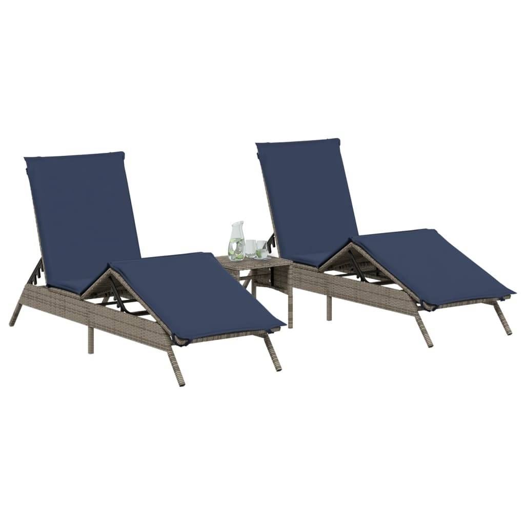 ComfortXL - Set 2 Transats Poly Rotin Coussins Bleu Marine Terrasse Gris – ComfortXL Outdoor Living - Image 3