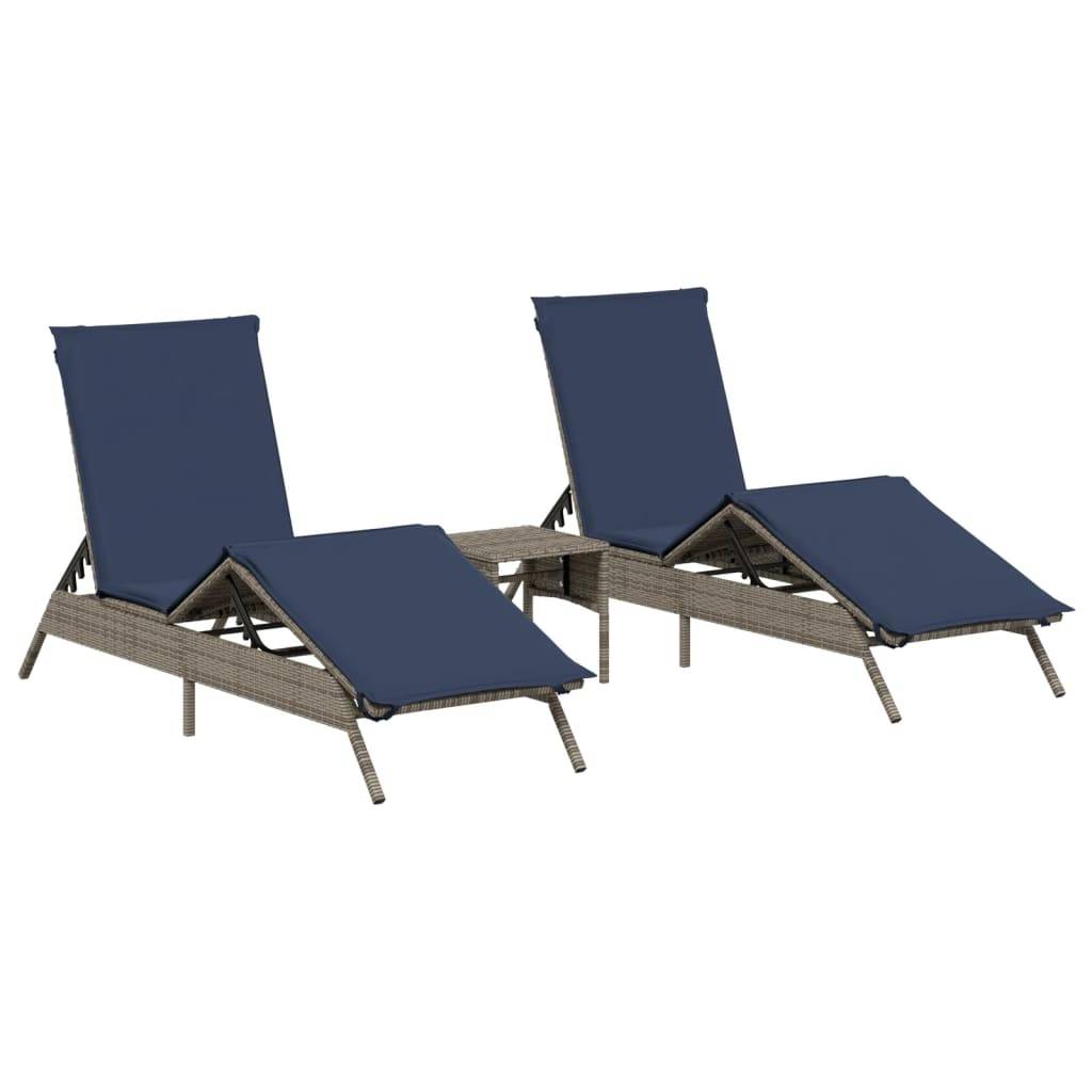 ComfortXL - Set 2 Transats Poly Rotin Coussins Bleu Marine Terrasse Gris – ComfortXL Outdoor Living - Image 2